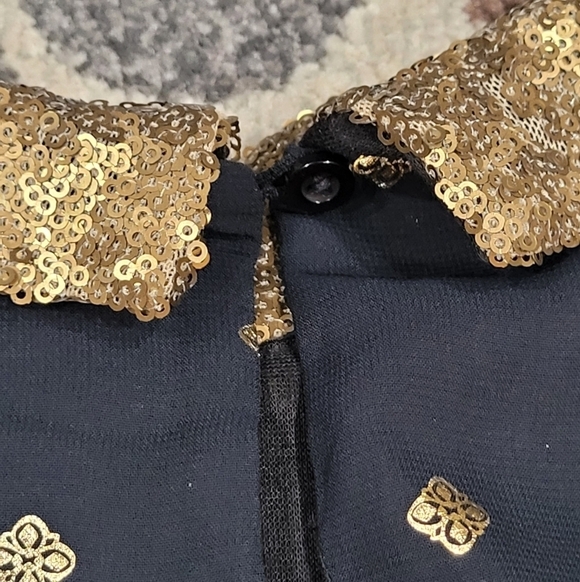 Eric Threads Girl Sz M Black Gold Sleeveless Dress - Picture 6 of 6